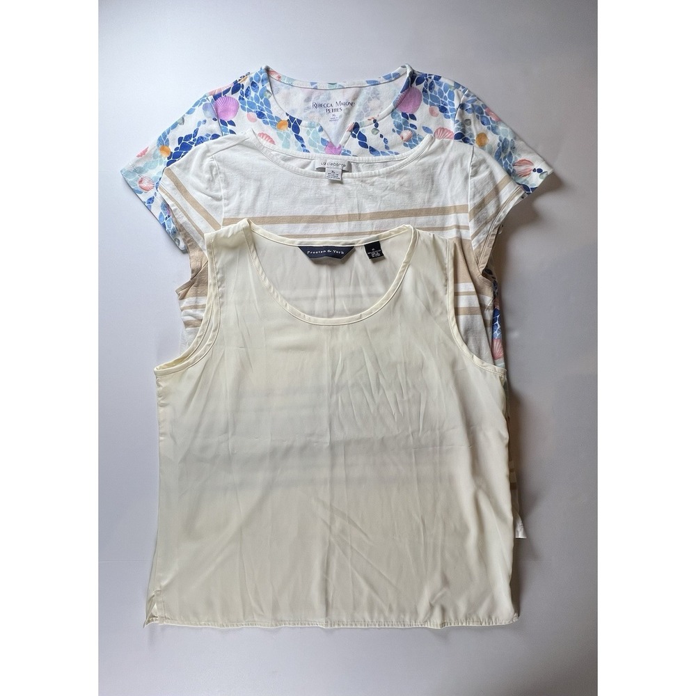 Women's XL Shirt Lot – Rebecca Malone, Liz Claiborne, Preston &‎ York – 3 Pack